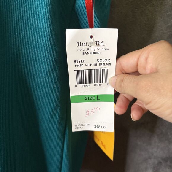 Womens Ruby RD Sleeveless Ribbed Tourquoise Jeweled Tank Size L - Picture 5 of 9